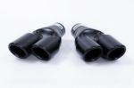 Μπούκες Σετ Εξάτμισης Ανοξείδωτες Διπλές Μαύρες Ματ 38mm - 65mm / 26cm