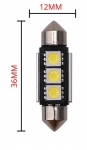 Σωληνωτός LED 36mm Can Bus με 3 SMD 5050 Ψυχρό Λευκό 1 Τεμάχιο