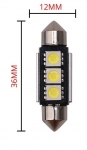 Σωληνωτός LED 36mm Can Bus με 3 SMD 5050 Ψυχρό Λευκό 2 Τεμάχια