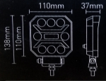 LED Προβολέας SLIM 10-30 Volt Υψηλής Ισχύος 27W Λευκό / Πορτοκαλί 110mm x 110mm x 37mm IP68
