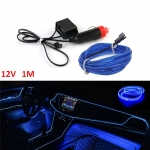 Εύκαμπτο Φωτιζόμενο LED Καλώδιο Neon 12V για Εσωτερική Διακόσμηση Αυτοκινήτου 1m Μπλε